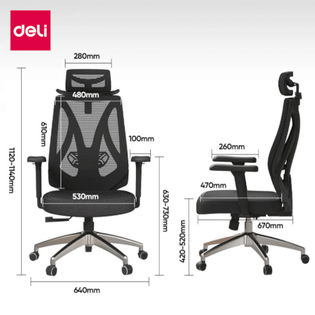 เก้าอี้สำนักงานเพื่อสุขภาพ DELI E4971-BK-01 สีดำ-ขาว_9